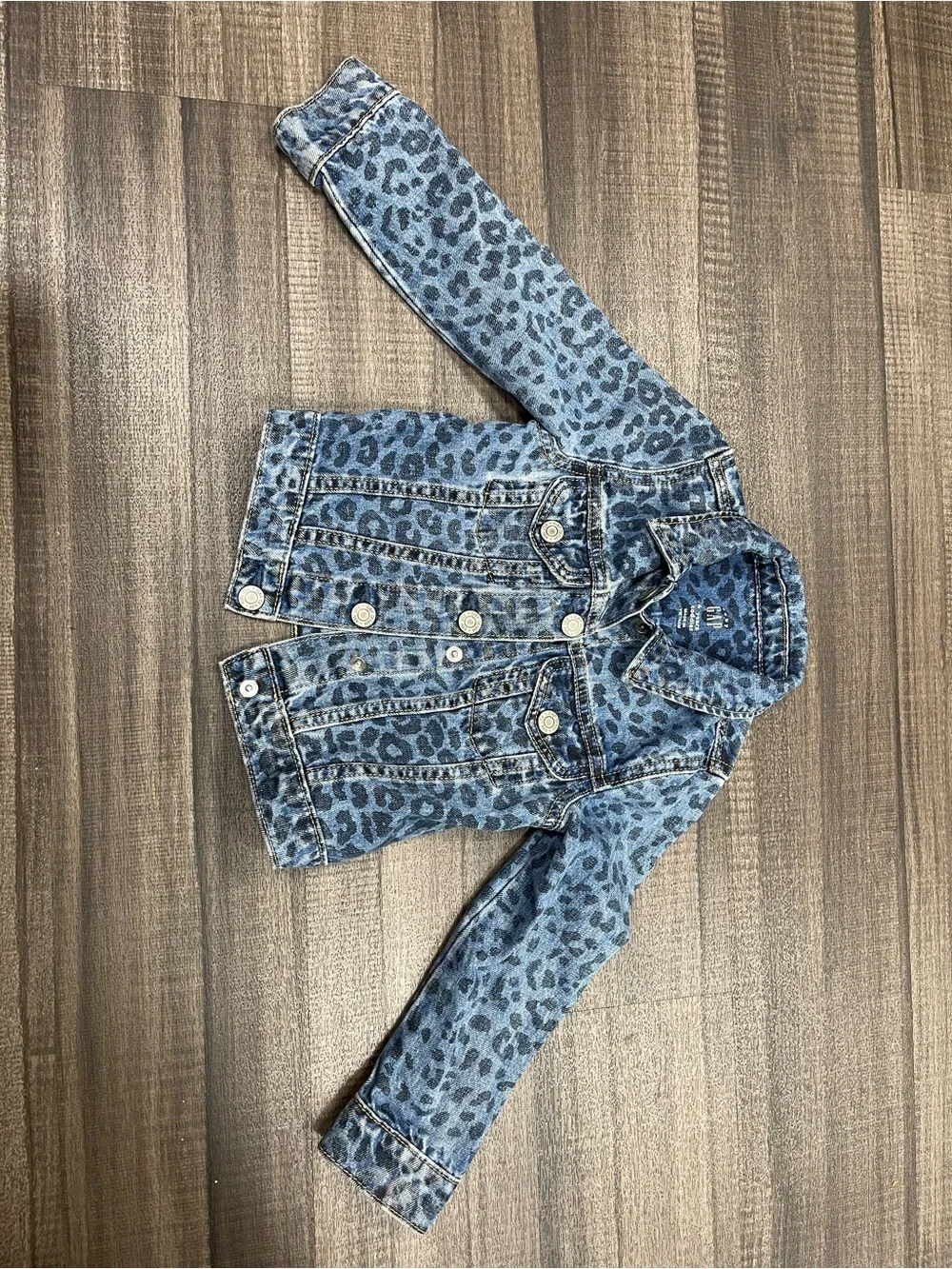 GAP Blue Leopard Print Denim Jacket for Kids